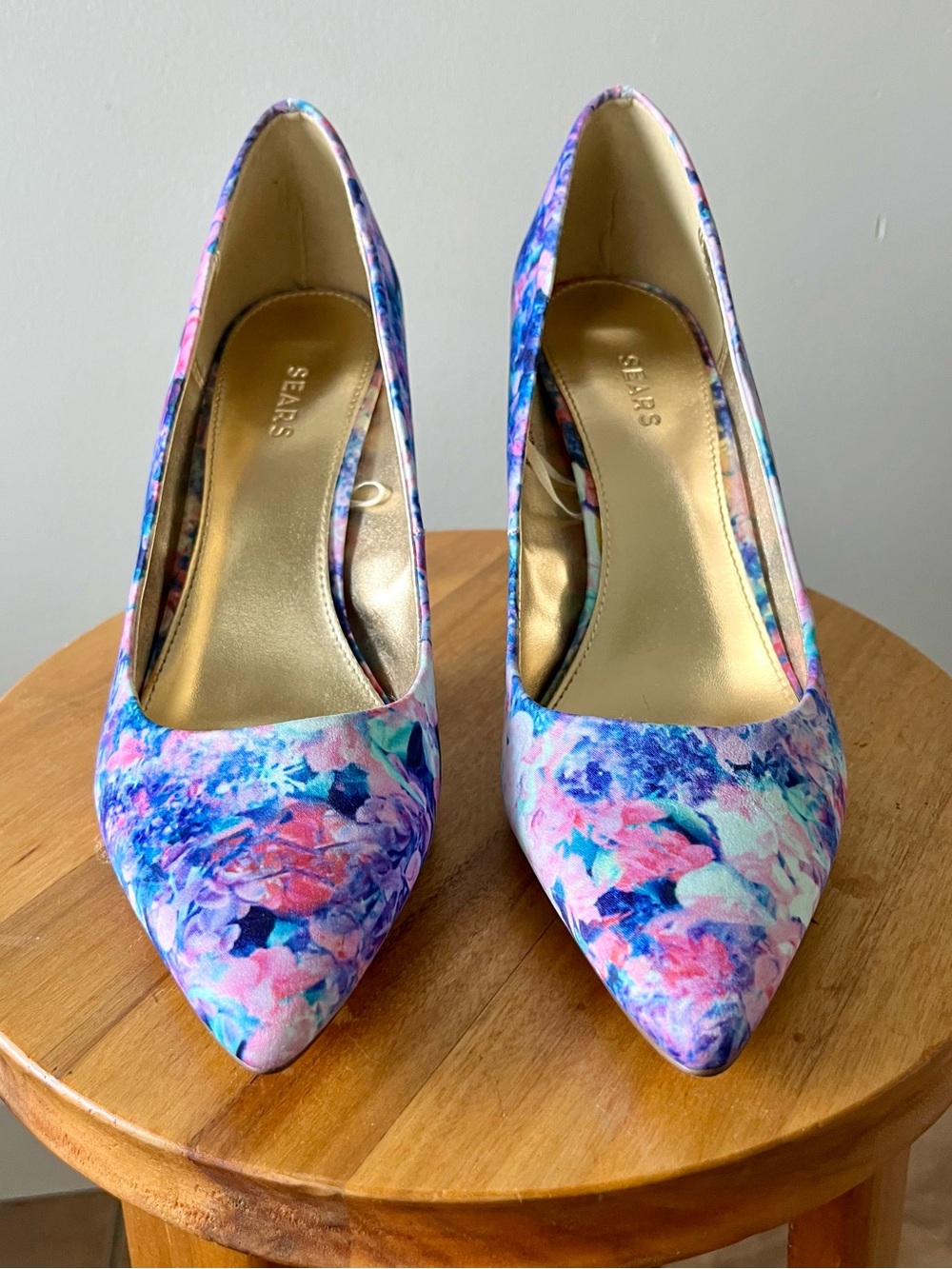Sears Floral Pink and Purple Pointed-Toe High Heels Size 8 - Going Out Y2K Party - Picture 3 of 10